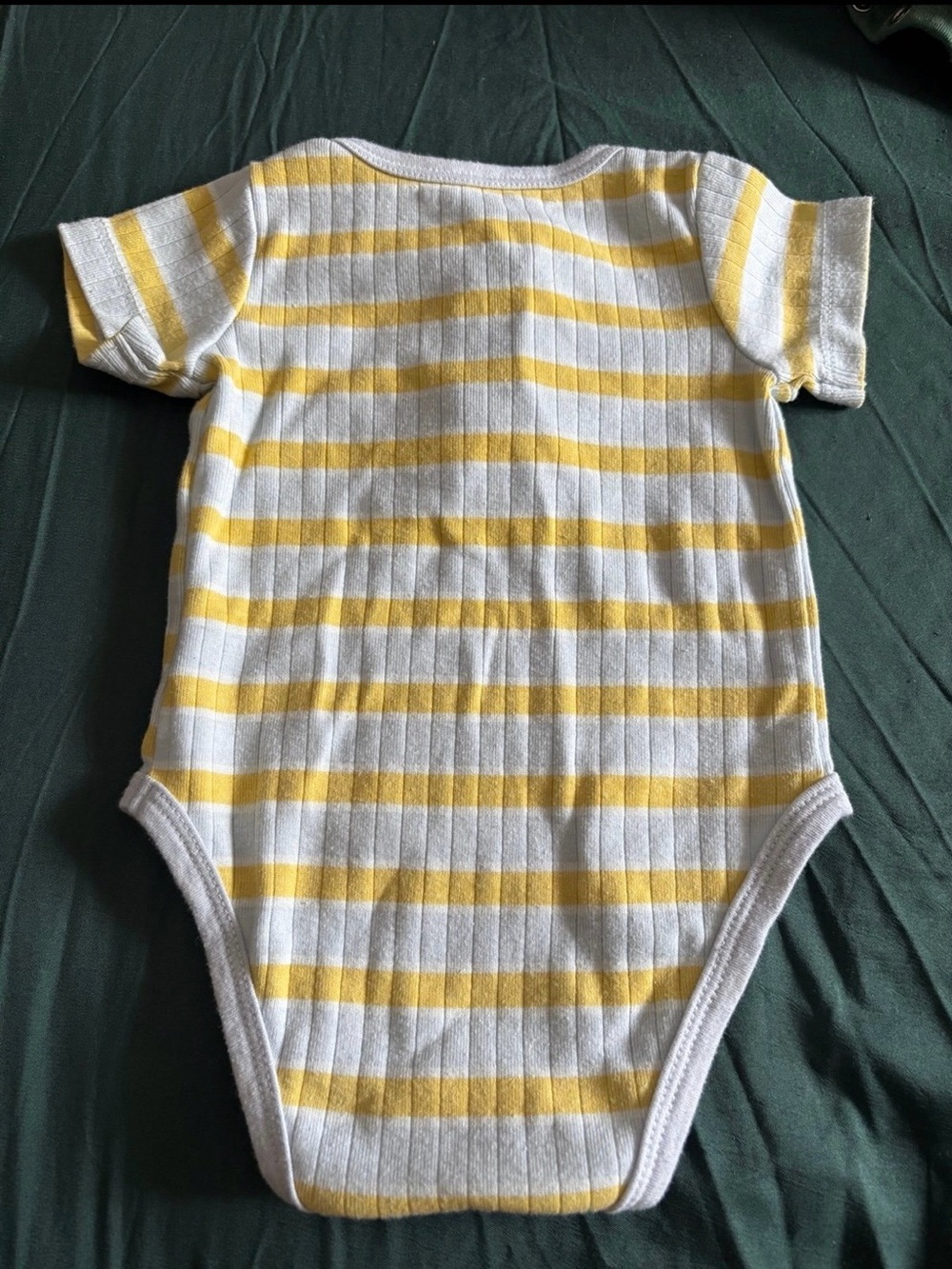 Tahari White and Yellow Striped Ribbed Baby One-Piece Bodysuit